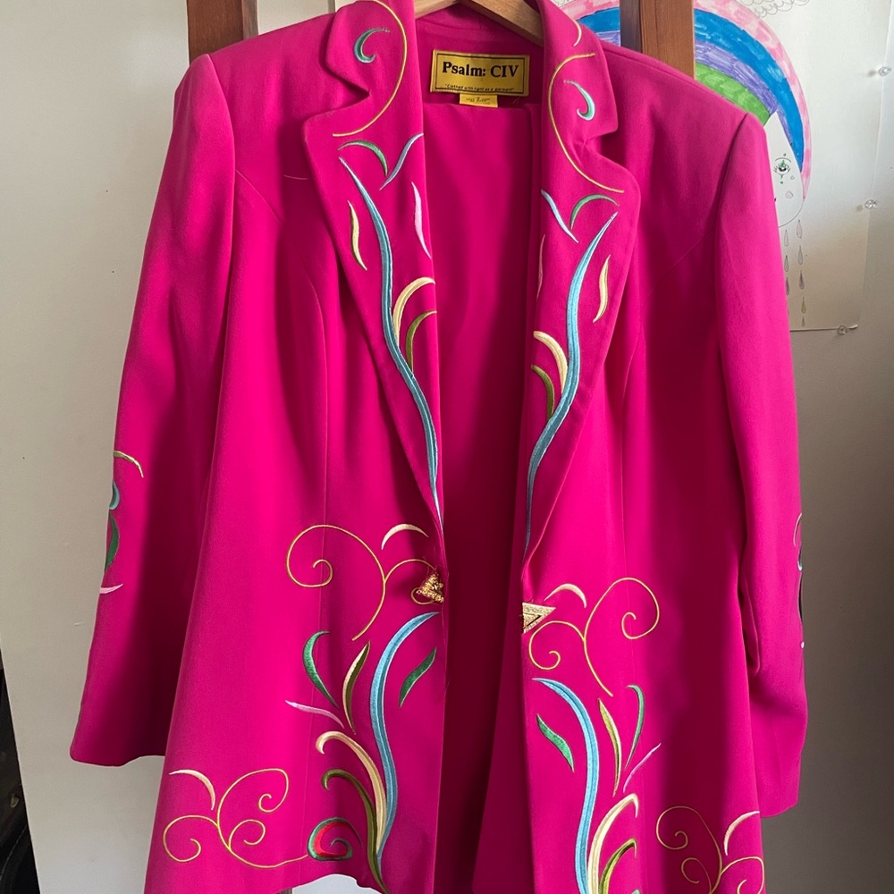 Women's Pink Embroidered Jacket